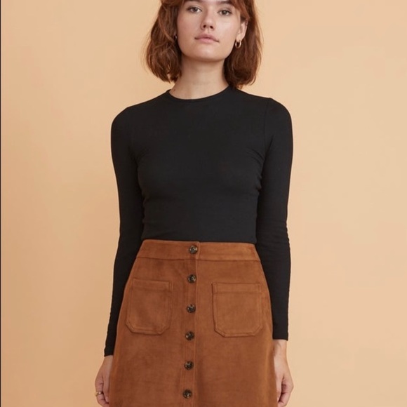 Marine Layer Myra Mini Skirt Faux Suede Tan, Size 6 - Picture 2 of 7